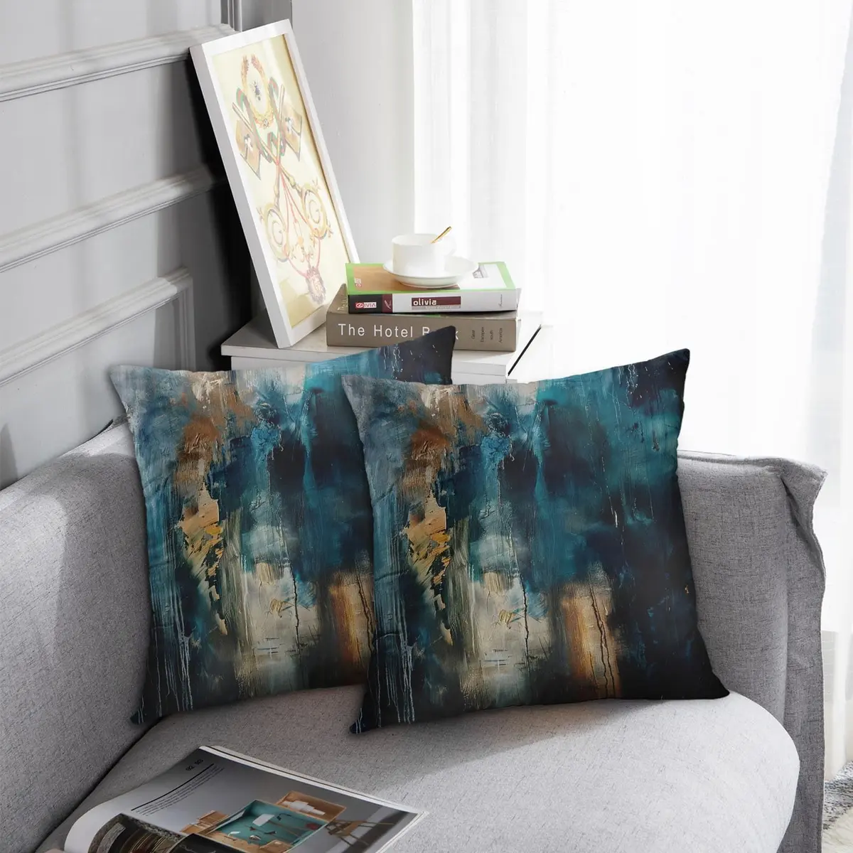 Britimes Teal Black Velvet Pillow Covers Set of 2, 45cm (18 Inch) | Soft & Elegant Home Decor - view 5
