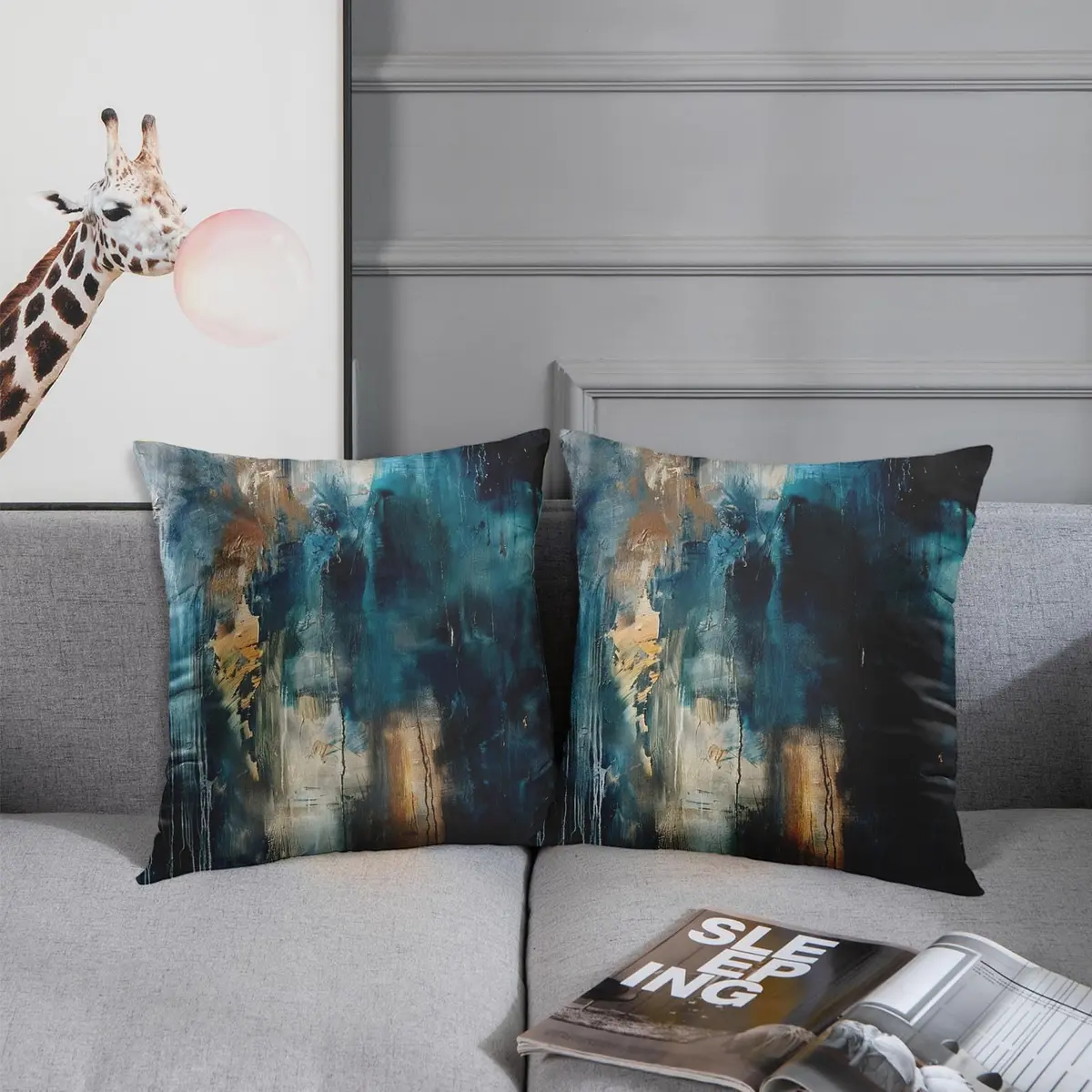Britimes Teal Black Velvet Pillow Covers Set of 2, 45cm (18 Inch) | Soft & Elegant Home Decor - view 3