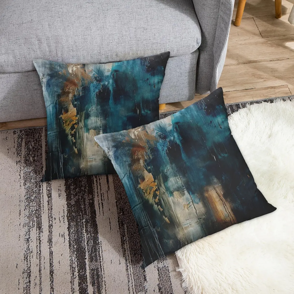 Britimes Teal Black Velvet Pillow Covers Set of 2, 45cm (18 Inch) | Soft & Elegant Home Decor - view 4