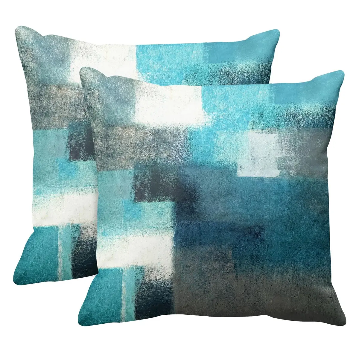 Britimes Throw Pillow Covers Set of 2, 18 x 18 Inch | Velvet, Teal Peacock Blue, Zipper Closure - main product image