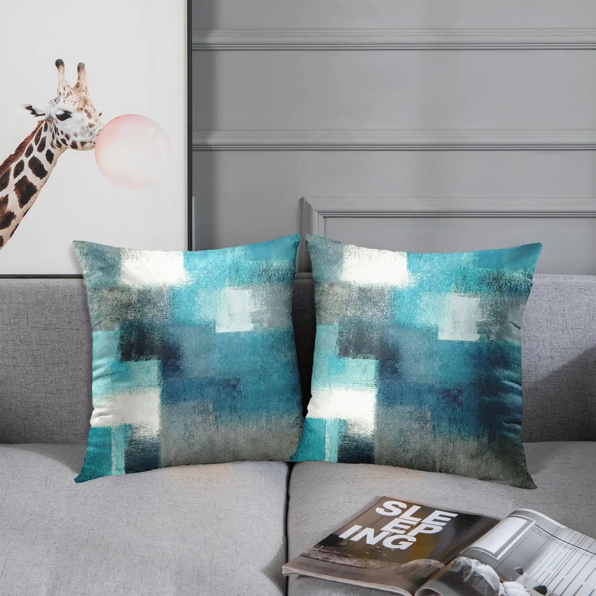 Britimes Throw Pillow Covers Set of 2, 18 x 18 Inch | Velvet, Teal Peacock Blue, Zipper Closure - view 2