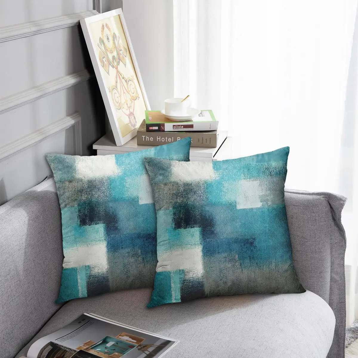 Britimes Throw Pillow Covers Set of 2, 18 x 18 Inch | Velvet, Teal Peacock Blue, Zipper Closure - view 4
