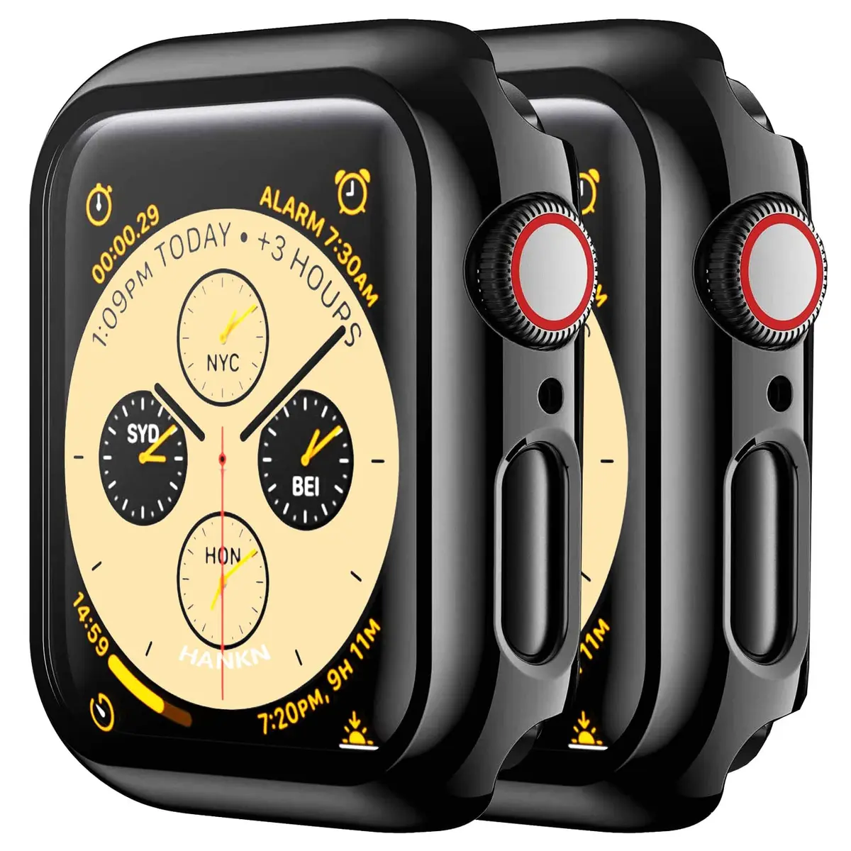 HANKN 2 Pack Hard Case for Apple Watch Series 6 5 4 /SE 2/SE 3 40mm | Tempered Glass Full Coverage - main product image