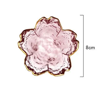 MINGBWUTANG Small Glass Dish Nordic Style Gold Inlay 3 inches (W) x 1.9 inches (H) | Cherry Blossom Seasoning Plate - main product image