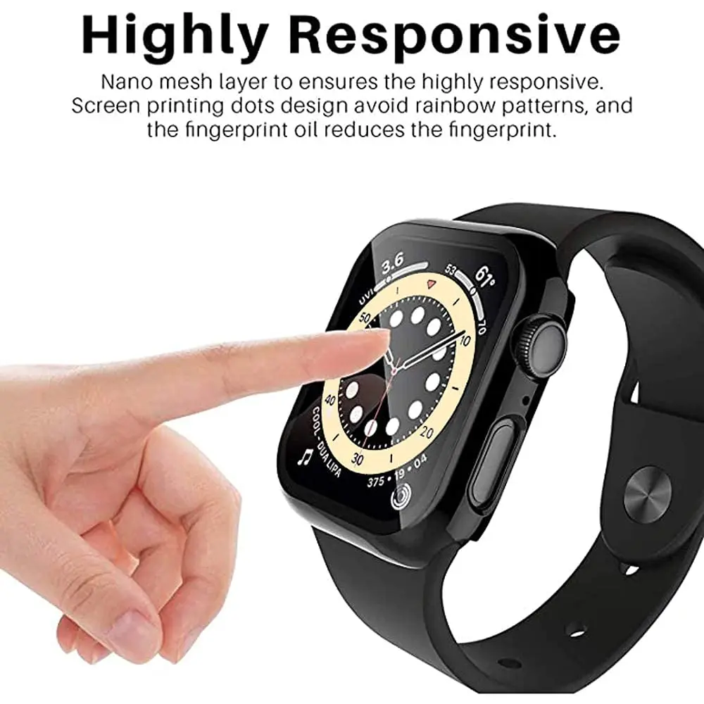HANKN 2 Pack Hard Privacy Case for Apple Watch Series 6/5/SE 44mm | Tempered Glass Screen Protector - view 5