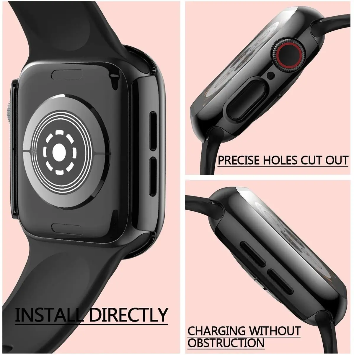 HANKN 2 Pack Hard Privacy Case for Apple Watch Series 6/5/SE 44mm | Tempered Glass Screen Protector - view 7