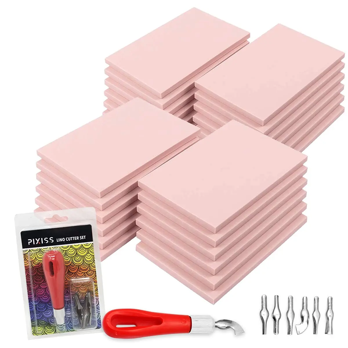 Pixiss Rubber Block Stamp Carving Kit 25-Pack | Printmaking & Stamp Making - main product image