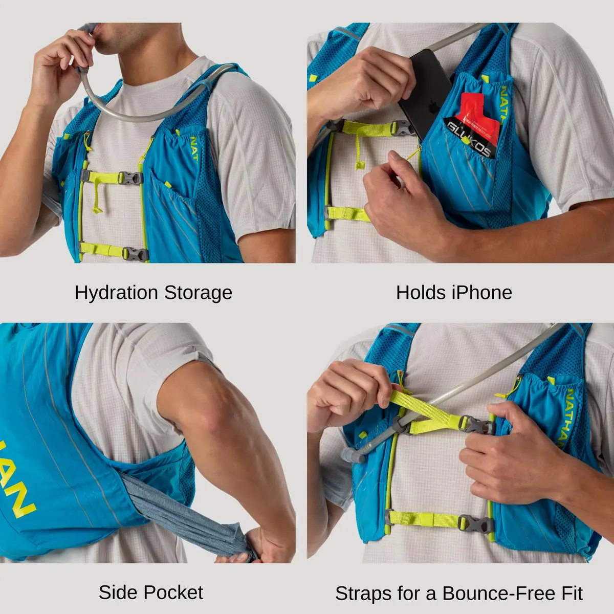 Nathan Pinnacle Race Vest & 12L Hydration Pack with 1.6L Water Bladder, Water-Resistant Pockets, Lightweight & Moisture Wicking | Unisex Running Vest - view 2