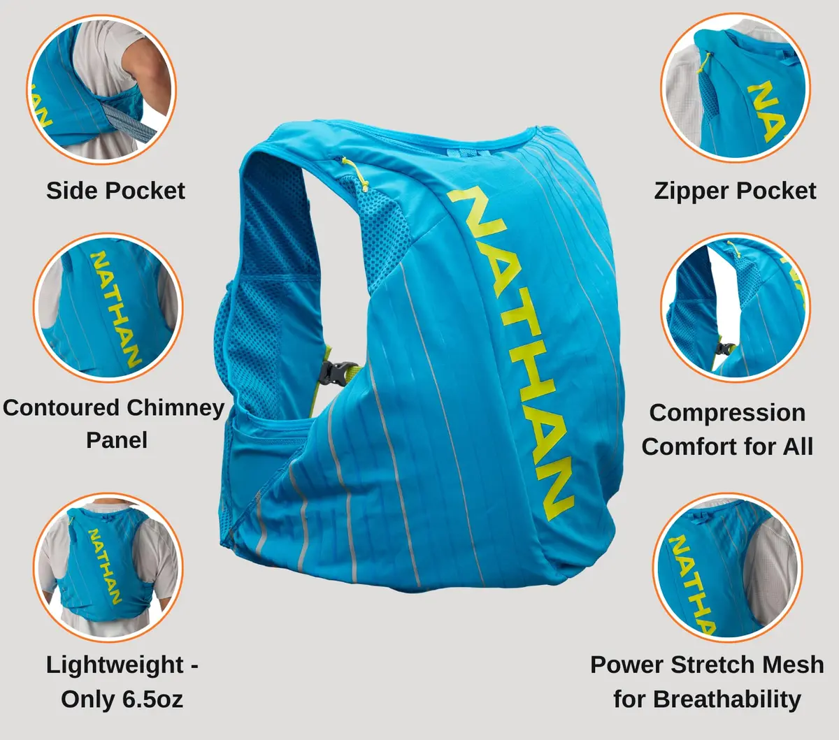 Nathan Pinnacle Race Vest & 12L Hydration Pack with 1.6L Water Bladder, Water-Resistant Pockets, Lightweight & Moisture Wicking | Unisex Running Vest - view 4