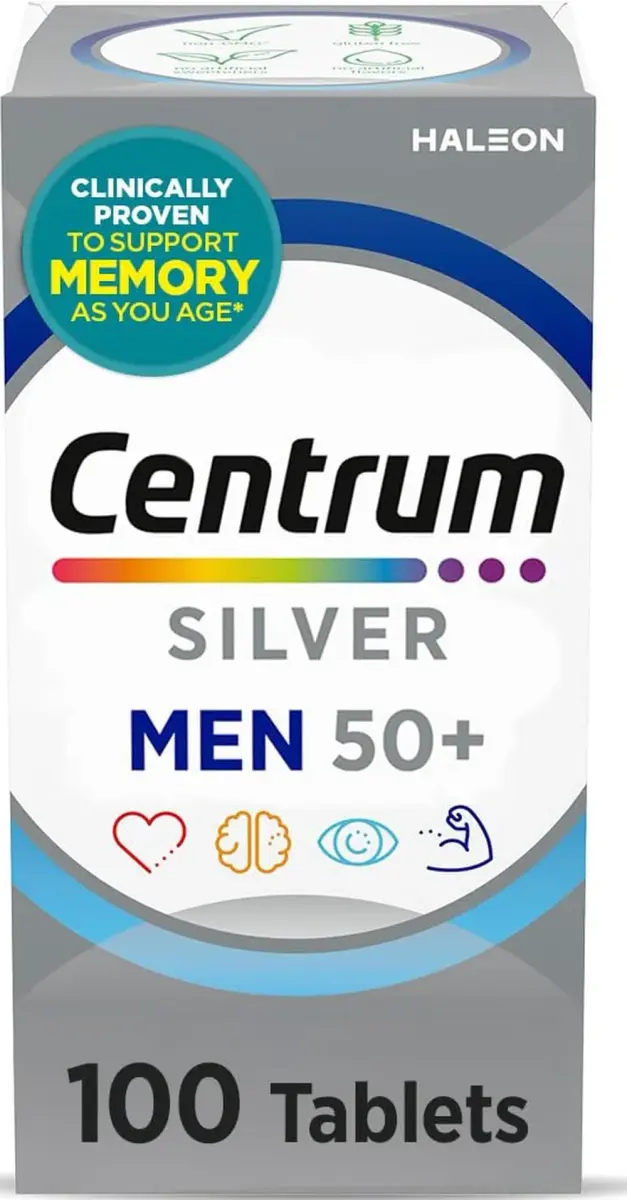 Centrum Silver Men's Multivitamin for Men 50 Plus 100 Tablets | Supports Memory & Cognition with Vitamin D3, B Vitamins & Zinc - main product image