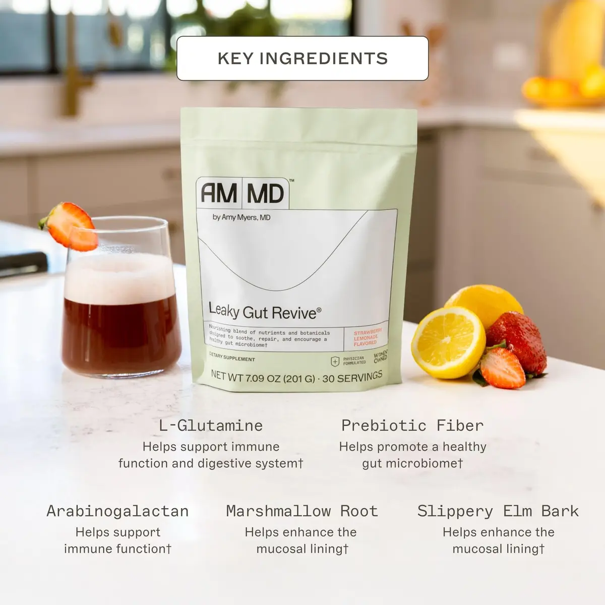 Amy Myers MD Leaky Gut Revive® Strawberry - Gut Repair Powder 7.09oz | Supports Digestive Health - view 3