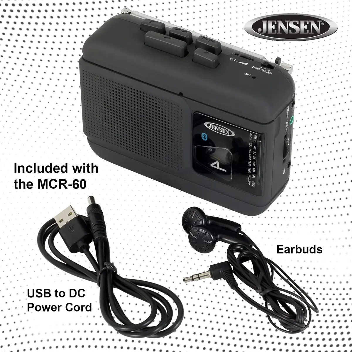 Jensen MCR-60 Portable Cassette Player/Recorder with Bluetooth & Radio | Vintage Audio in India - view 6