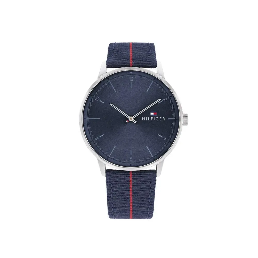 Tommy Hilfiger Men's Quartz Stainless Steel and Nylon Strap Watch, Navy | Classic American Style (70-120 chars) - main product image