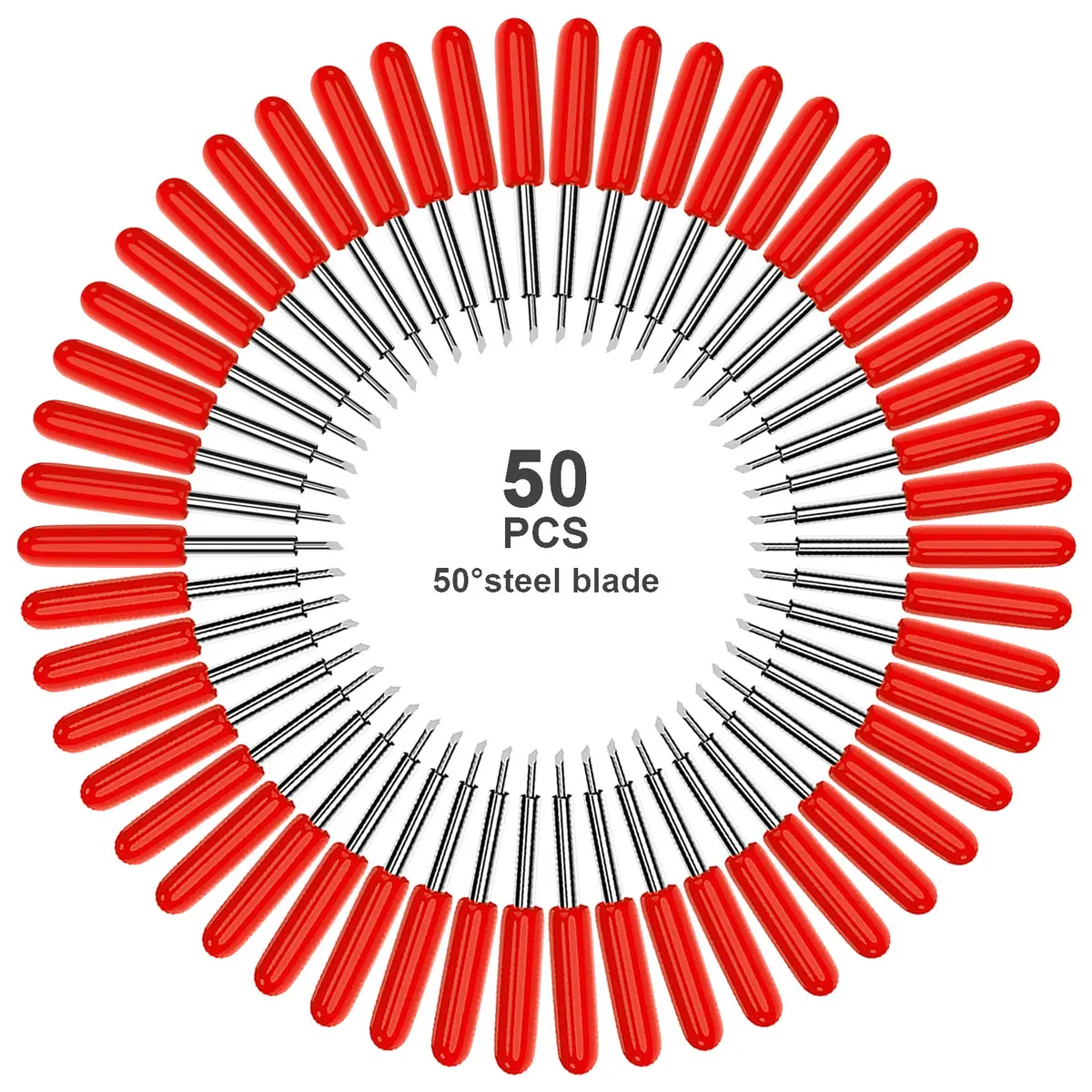 Hadwoer 50-Pack 45 Degree Fine Point Blades for Cricut Maker & Explore Air 2 | Cuts Vinyl, Cardstock, Fabric - view 2