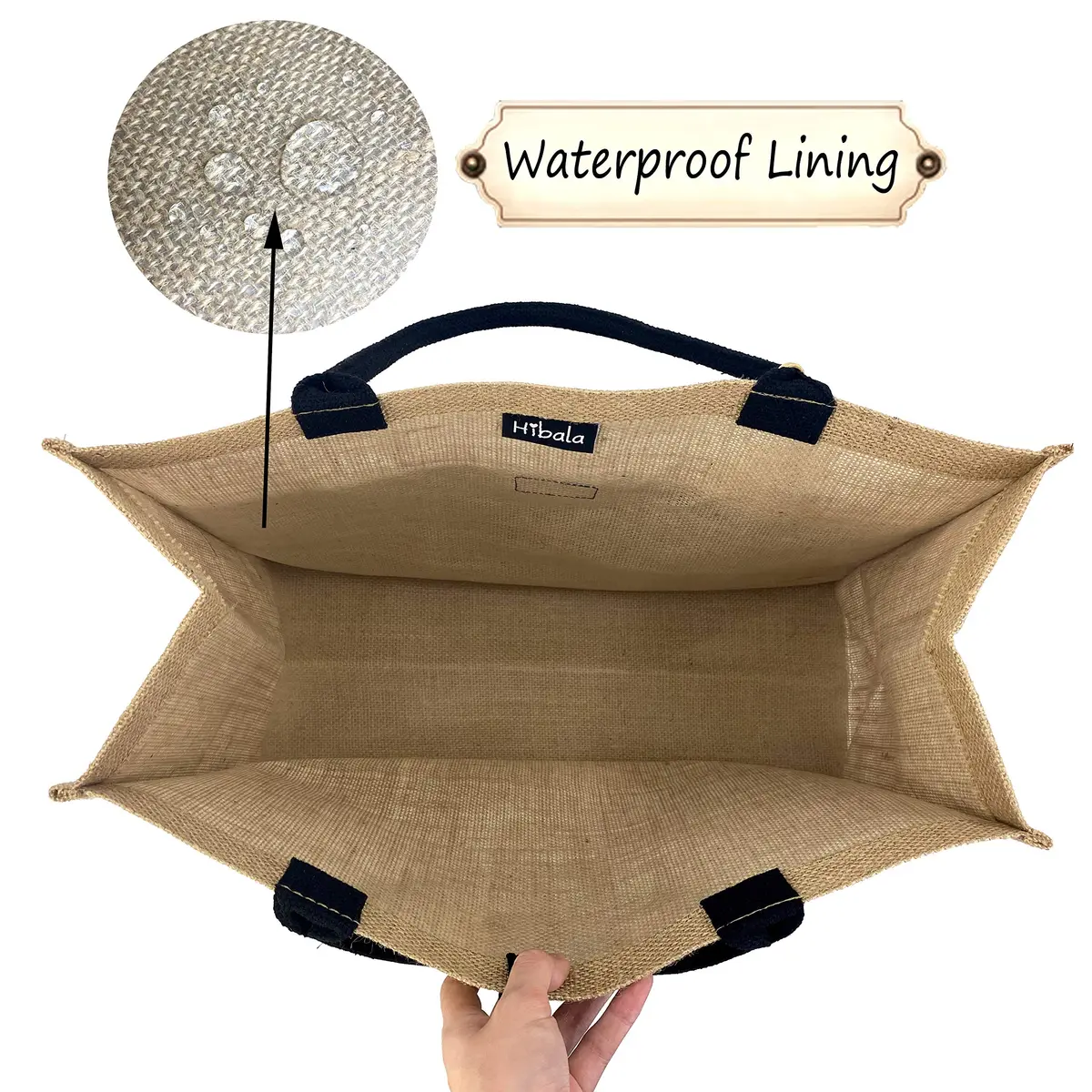 Hibala Large Beach Bag Straw Tote 18x15x8 in | Water-Resistant Eco-Friendly Handwoven - view 5