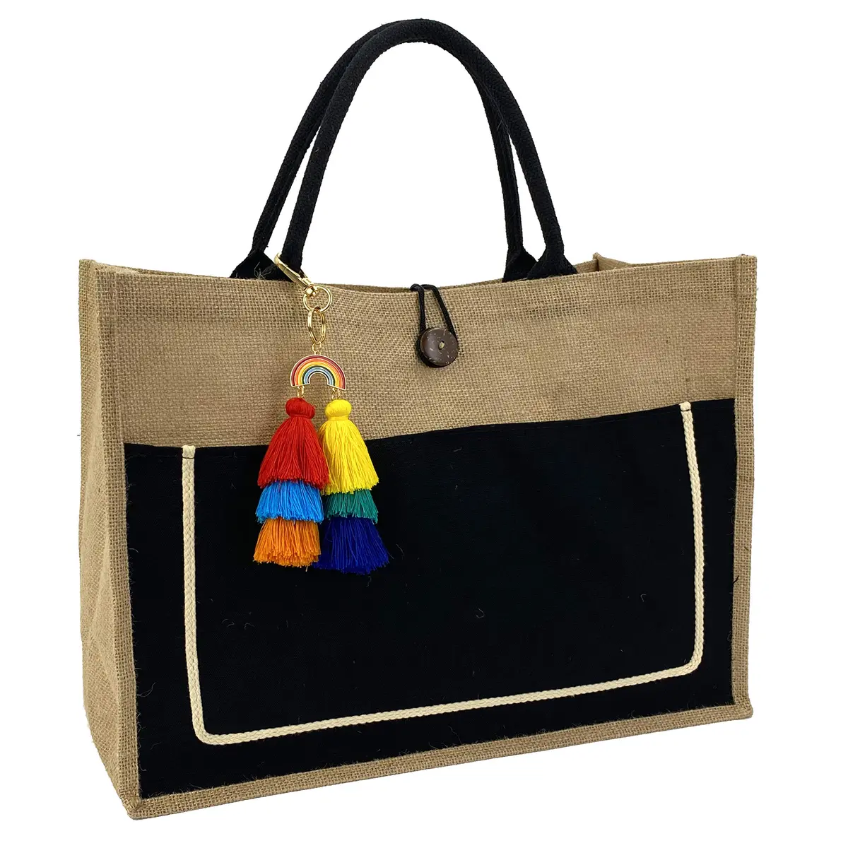 Hibala Large Beach Bag Straw Tote 18x15x8 in | Water-Resistant Eco-Friendly Handwoven - main product image