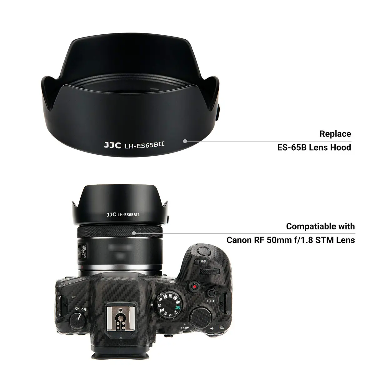 JJC Tulip Flower Lens Hood for Canon RF 50mm f/1.8 STM | Reversible Lens Shade, Compatible with 43mm Filters & Cap - view 6