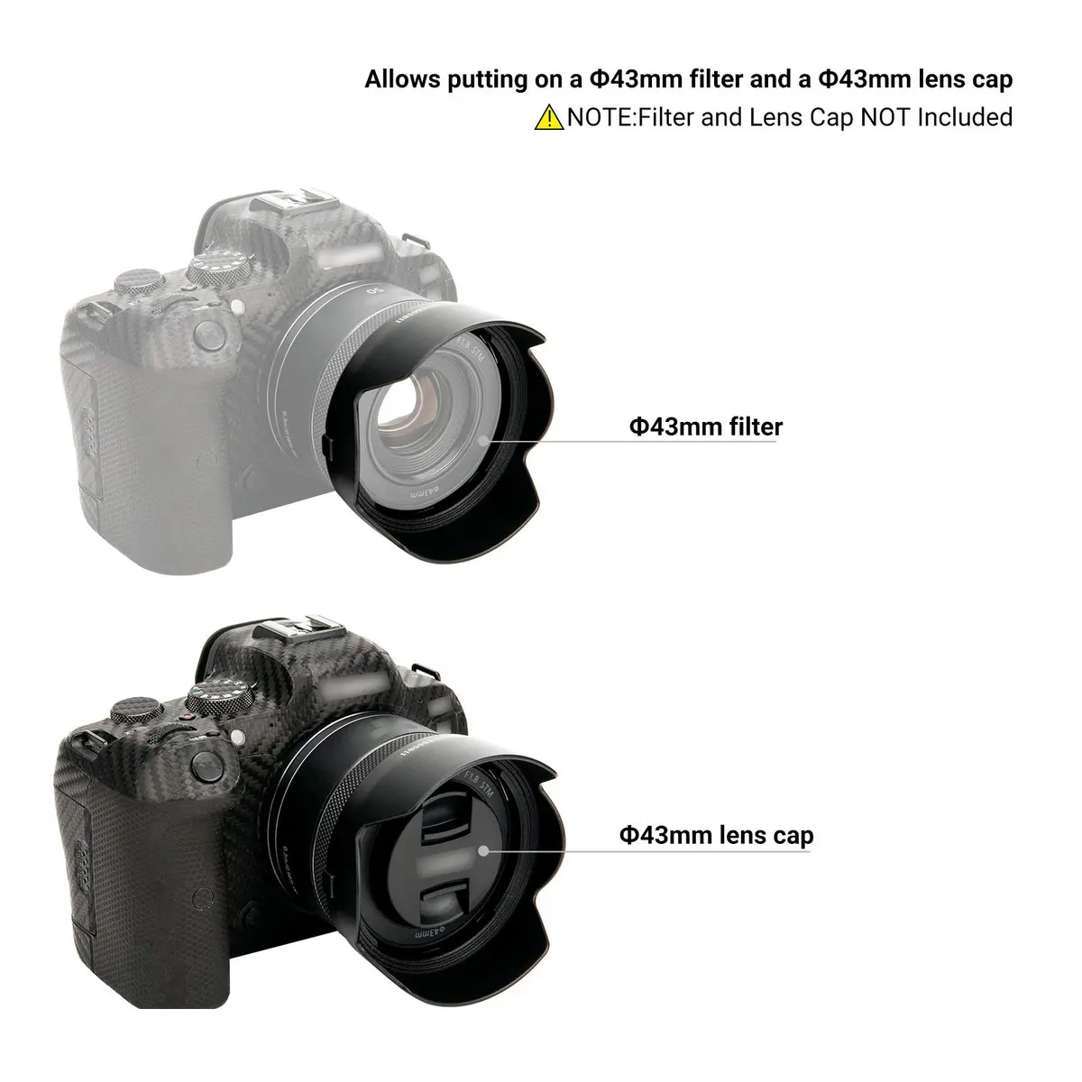 JJC Tulip Flower Lens Hood for Canon RF 50mm f/1.8 STM | Reversible Lens Shade, Compatible with 43mm Filters & Cap - view 3