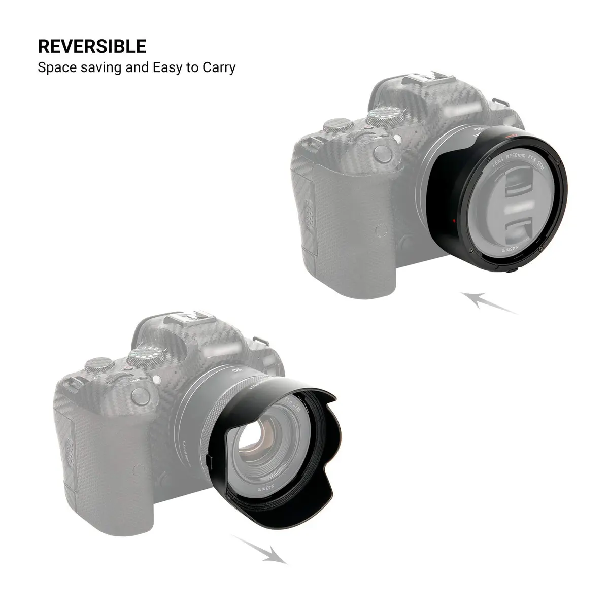 JJC Tulip Flower Lens Hood for Canon RF 50mm f/1.8 STM | Reversible Lens Shade, Compatible with 43mm Filters & Cap - view 4
