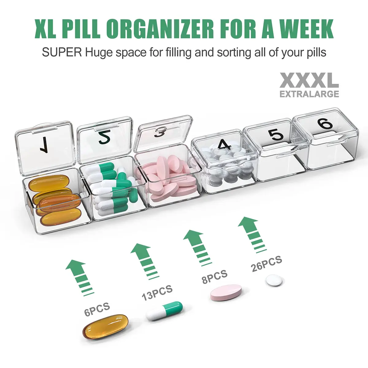 DOHIMGIO Monthly Pill Organizer 30 Day Pill Box with Portable Case | Easy Open Large Compartments - view 2