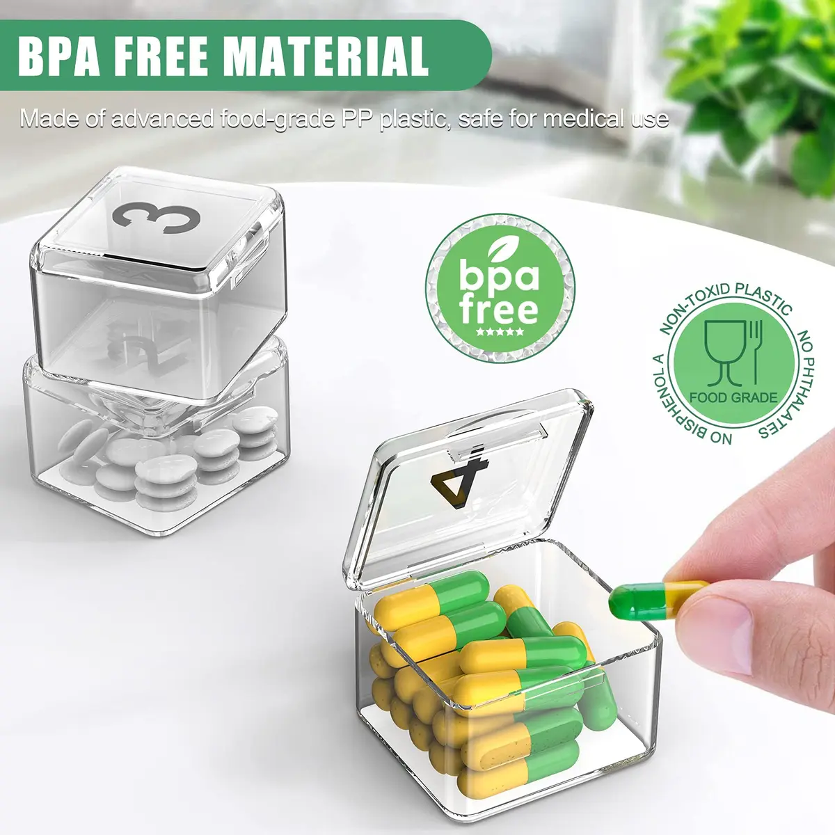 DOHIMGIO Monthly Pill Organizer 30 Day Pill Box with Portable Case | Easy Open Large Compartments - view 3