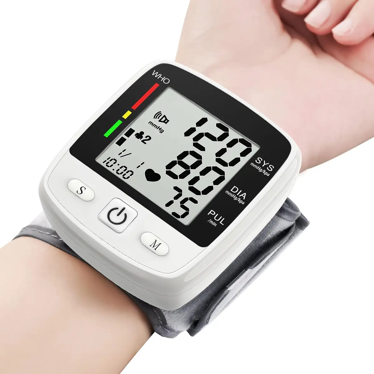 MBUPAI Blood Pressure Monitor Wrist BP Machine | Digital, Rechargeable, 2-User, Voice, Large LCD - main product image
