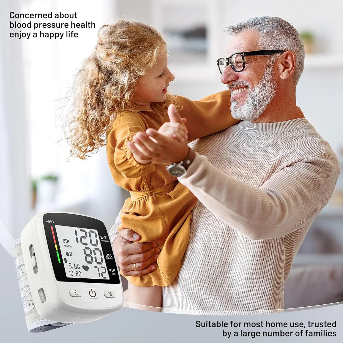 MBUPAI Blood Pressure Monitor Wrist BP Machine | Digital, Rechargeable, 2-User, Voice, Large LCD - view 7