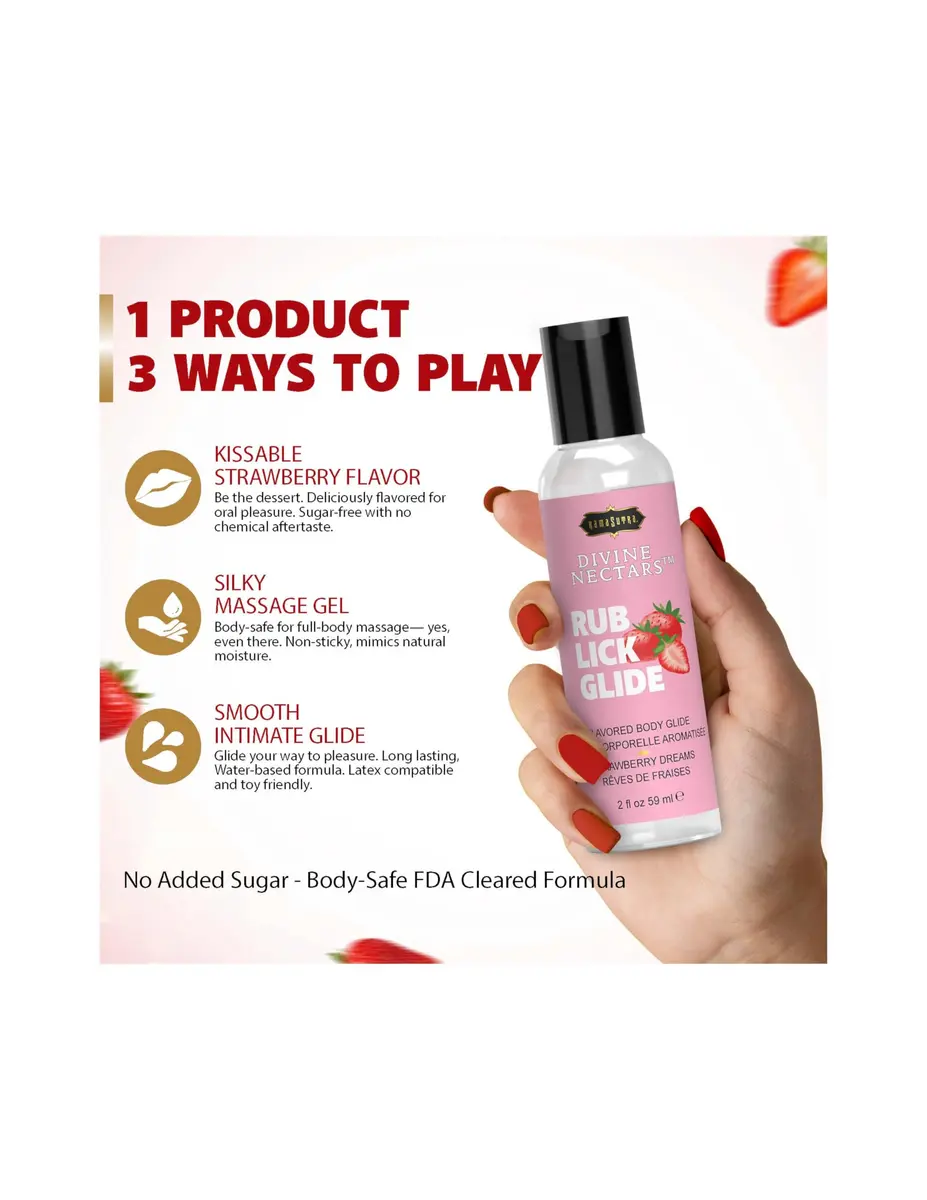 KAMA SUTRA Divine Nectars Strawberry Dreams 2 fl oz (59ml) | Flavored Body Topping for Couples - view 6