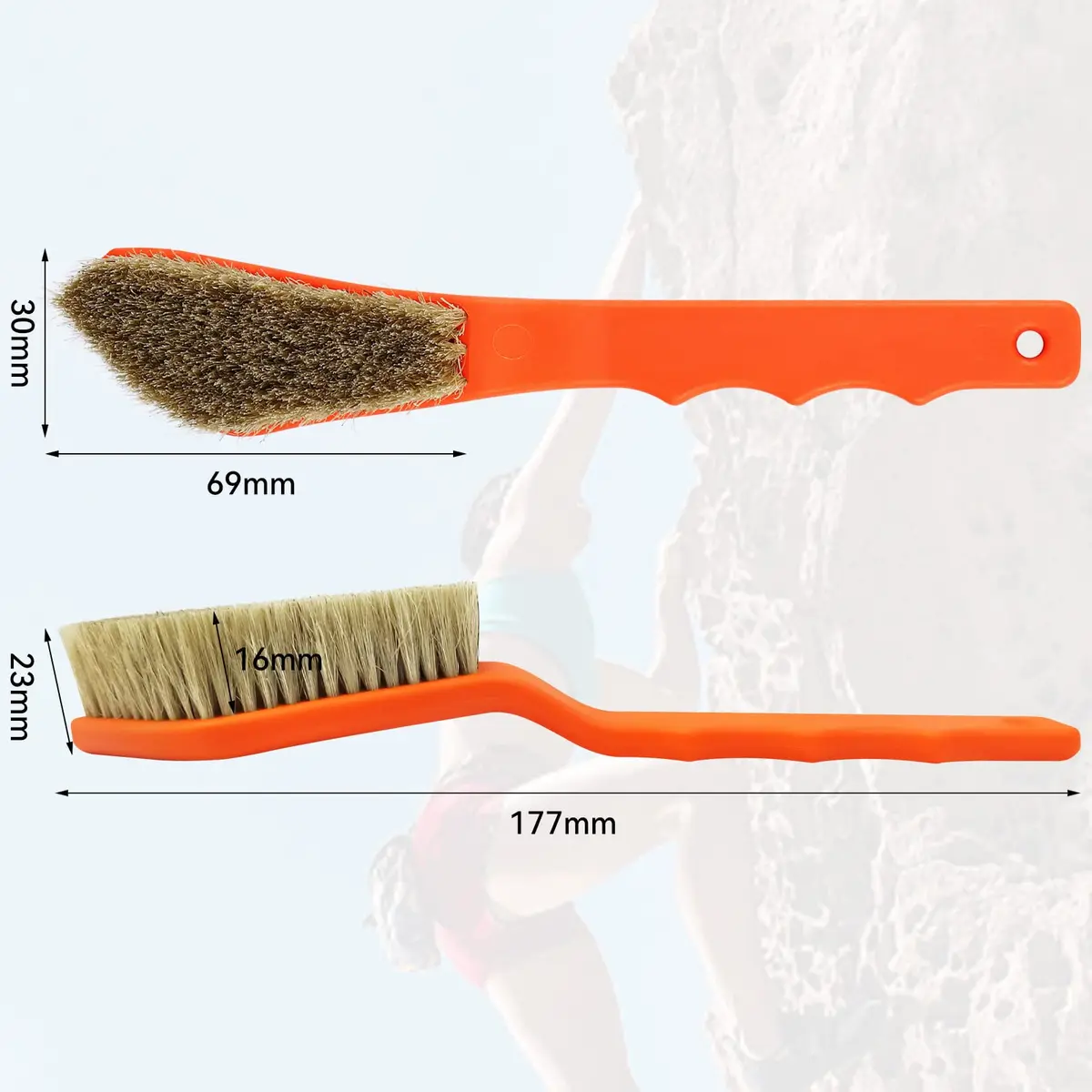 TWO STONES Boar Hair Rock Climbing Brush 175mm Handle | Durable Boulder Cleaning Tool for Indoor & Outdoor Climbing - view 3