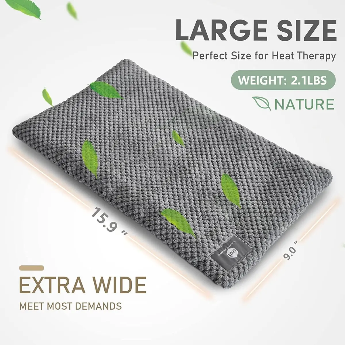 uncn Wide Microwave Heating Pad with Washable Cover 9.5 x 16in Microwavable | Soothes Muscles & Relaxes Tension - view 7
