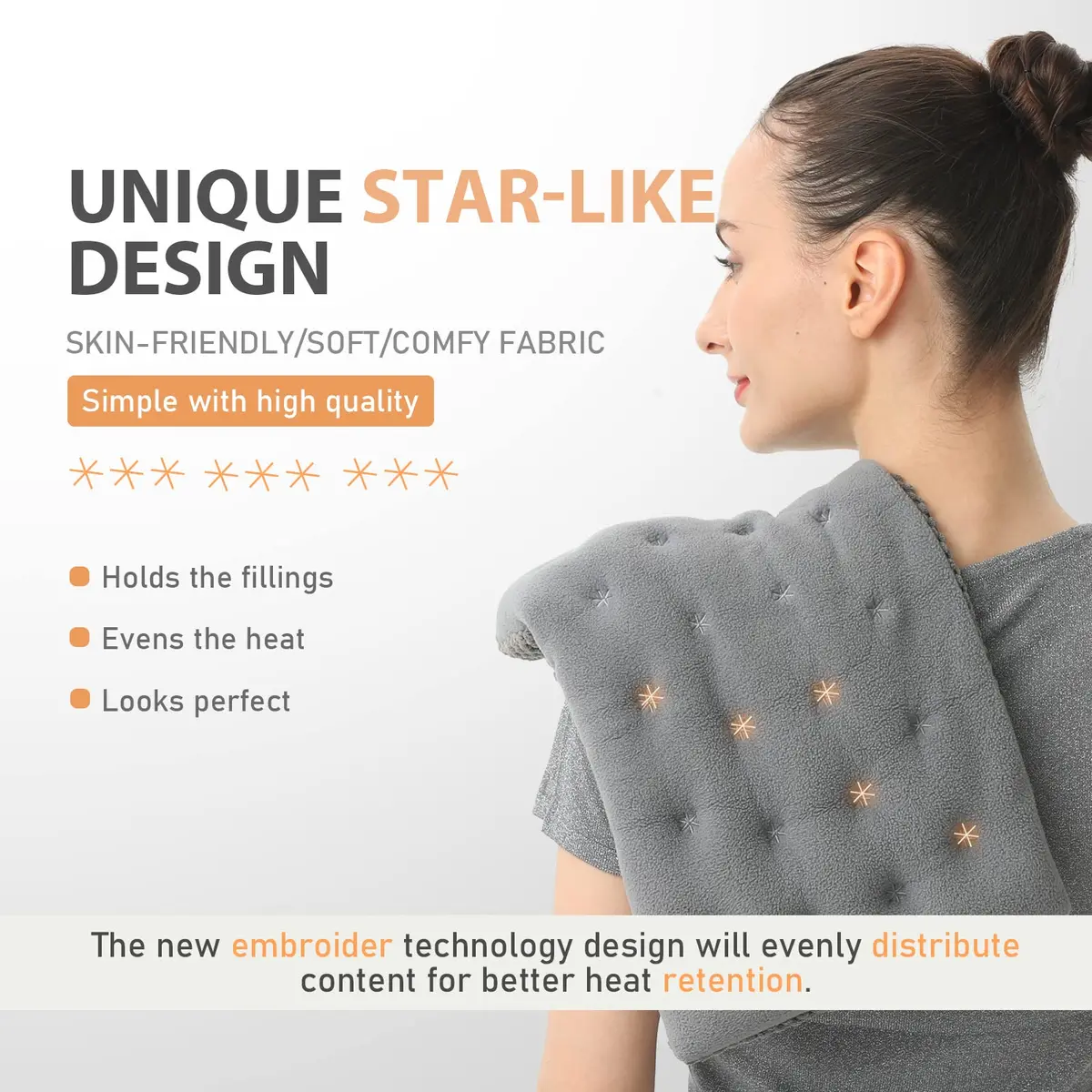 uncn Wide Microwave Heating Pad with Washable Cover 9.5 x 16in Microwavable | Soothes Muscles & Relaxes Tension - view 3