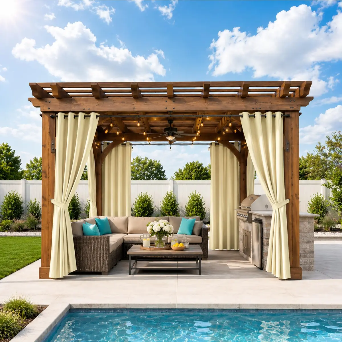 BONZER Waterproof Outdoor Curtains for Patio 54"W x 84"L | Waterproof, Privacy & Sun Block - view 7