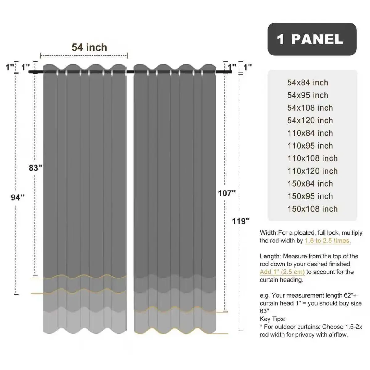 BONZER Waterproof Indoor/Outdoor Curtains for Patio Thick | Privacy & Rainproof Grommet Panel - view 9
