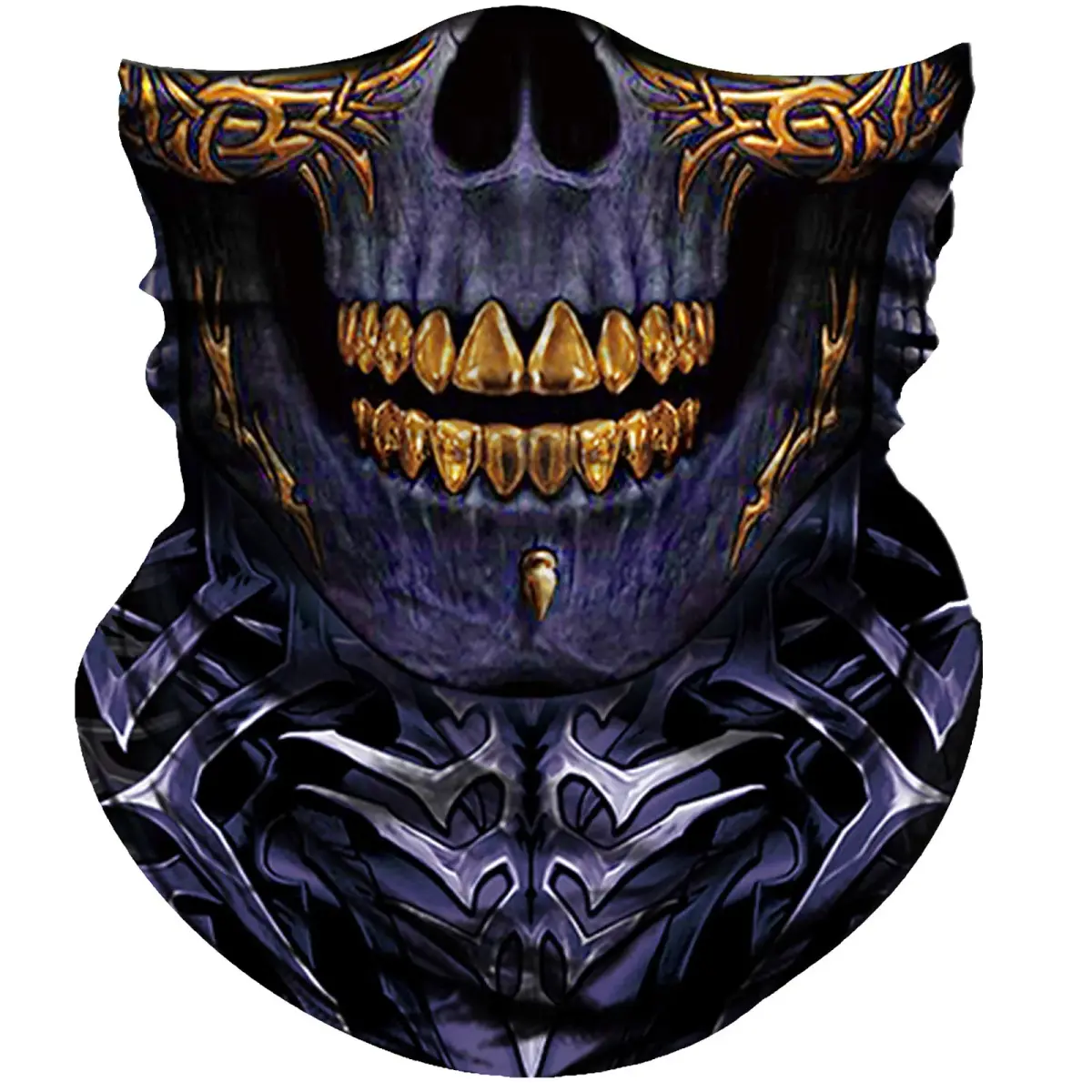 Obacle Skull Face Mask - Gold Teeth Open Mouth Design for Dust, Wind & UV Protection - main product image