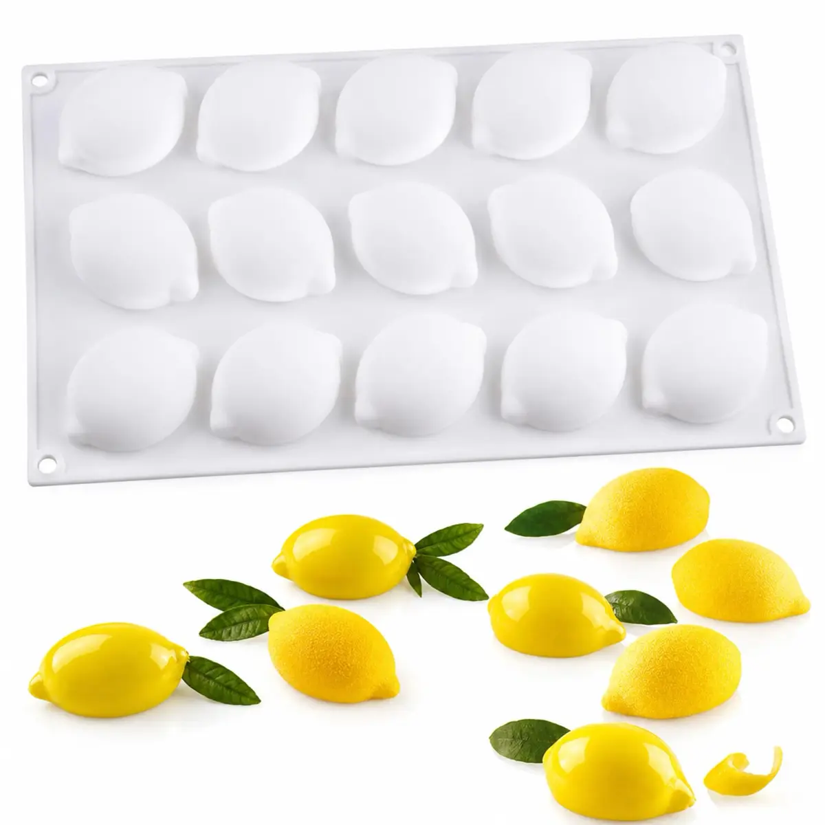OCPO Kitchen Lemon Silicone Mold for Baking Mousse Cake, 15 Cavities | Food-Grade, Easy Release - main product image