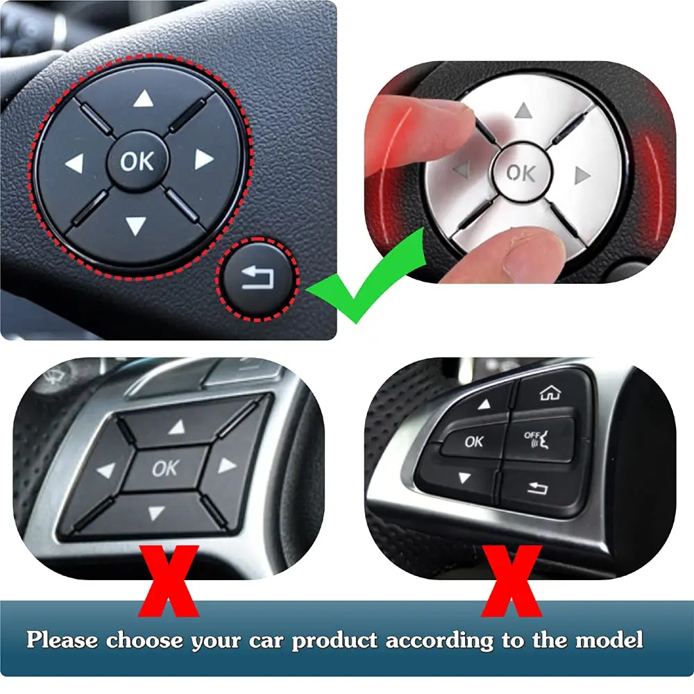 Asrnten Car Steering Wheel Button Trim Inner Decoration Silver | Compatible with Mercedes Benz Models - view 5