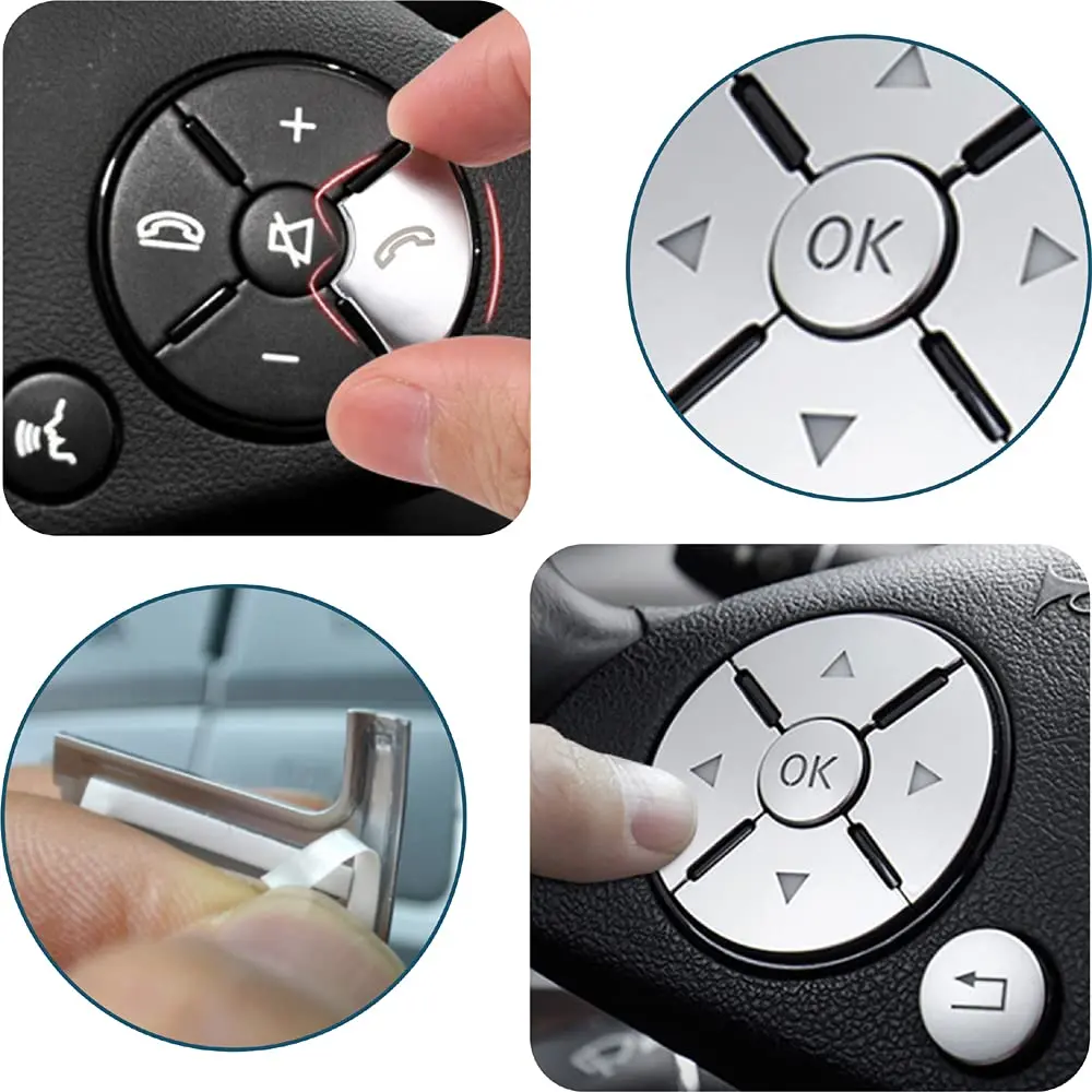 Asrnten Car Steering Wheel Button Trim Inner Decoration Silver | Compatible with Mercedes Benz Models - view 6