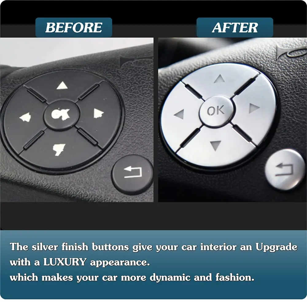 Asrnten Car Steering Wheel Button Trim Inner Decoration Silver | Compatible with Mercedes Benz Models - view 2