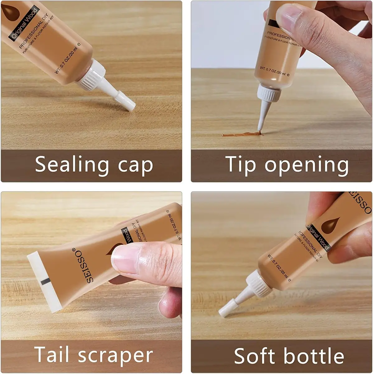 SEISSO Furniture Repair Kit, 12 Colors Wood Fillers with Markers Wax Sticks | Easy Scratch & Crack Fix - view 8