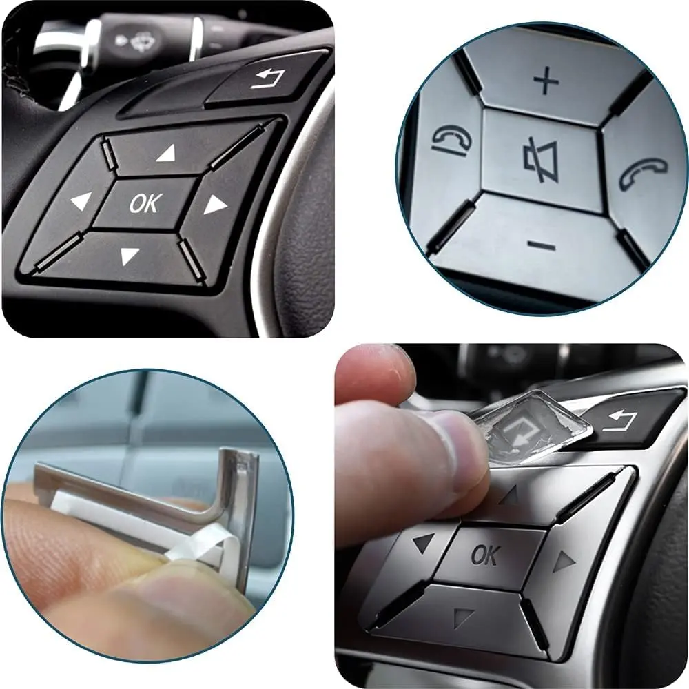 Asrnten Car Steering Wheel Button Trim Inner Decoration Silver Model D | Compatible with Mercedes Benz Models (70-120c) - view 5