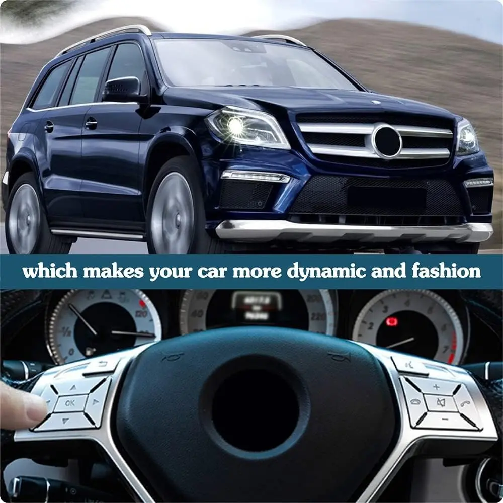 Asrnten Car Steering Wheel Button Trim Inner Decoration Silver Model D | Compatible with Mercedes Benz Models (70-120c) - view 7