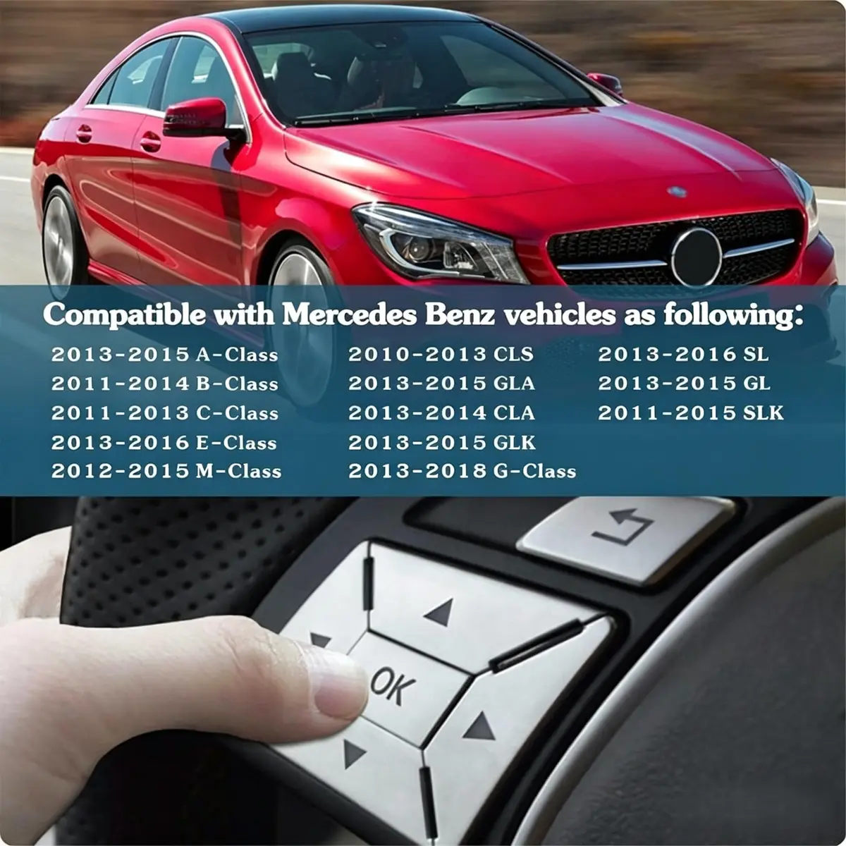 Asrnten Car Steering Wheel Button Trim Inner Decoration Silver Model D | Compatible with Mercedes Benz Models (70-120c) - view 3