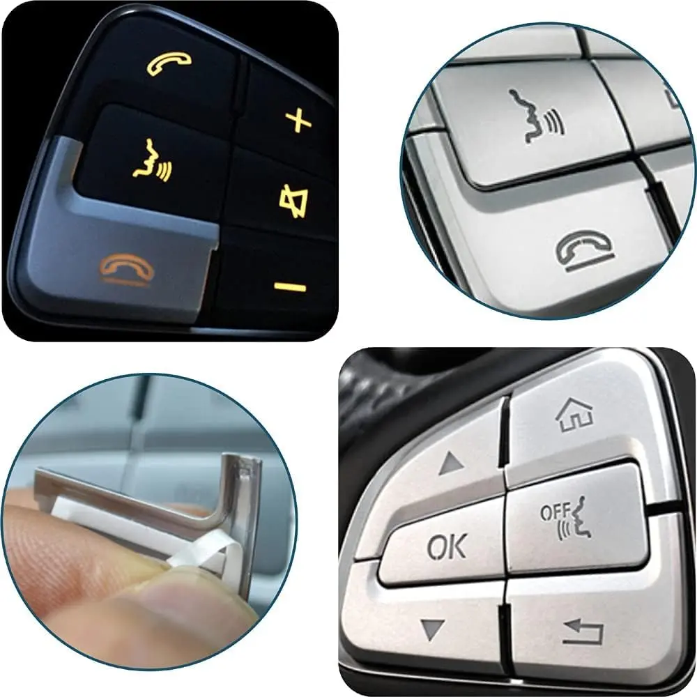 Asrnten Silver Steering Wheel Button Trim | Compatible with Mercedes Benz W205 X205 (70-120c) - view 5