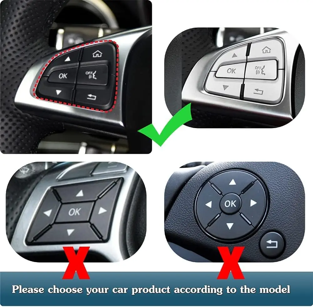 Asrnten Silver Steering Wheel Button Trim | Compatible with Mercedes Benz W205 X205 (70-120c) - view 2