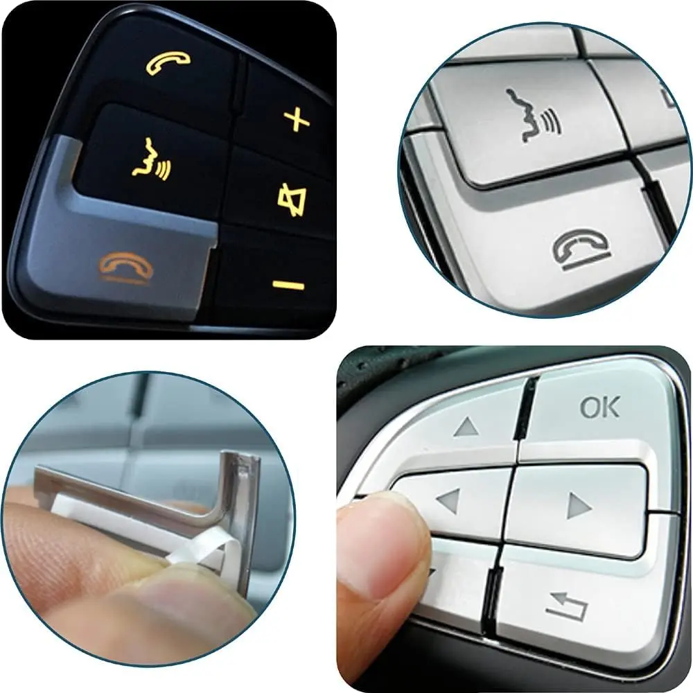 Asrnten Car Steering Wheel Button Trim Inner Decoration Silver | Compatible with Mercedes Benz GLA CLA GLS GLE CLS SL A B Class - view 6