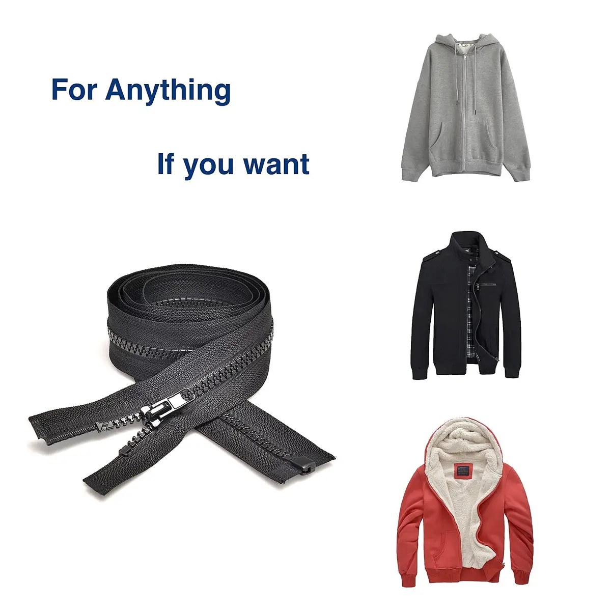Sawoake Zipper #5 30 Inch Separating Jacket Zippers | Durable Plastic, Black, Bulk Pack - view 7