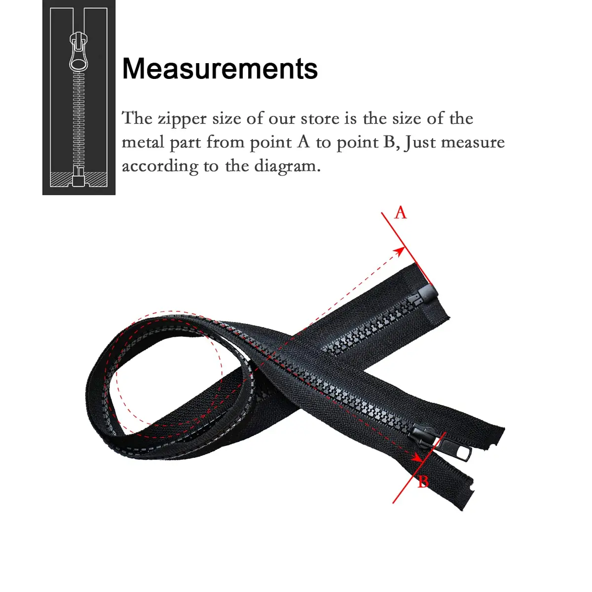 Sawoake Zipper #5 30 Inch Separating Jacket Zippers | Durable Plastic, Black, Bulk Pack - view 4