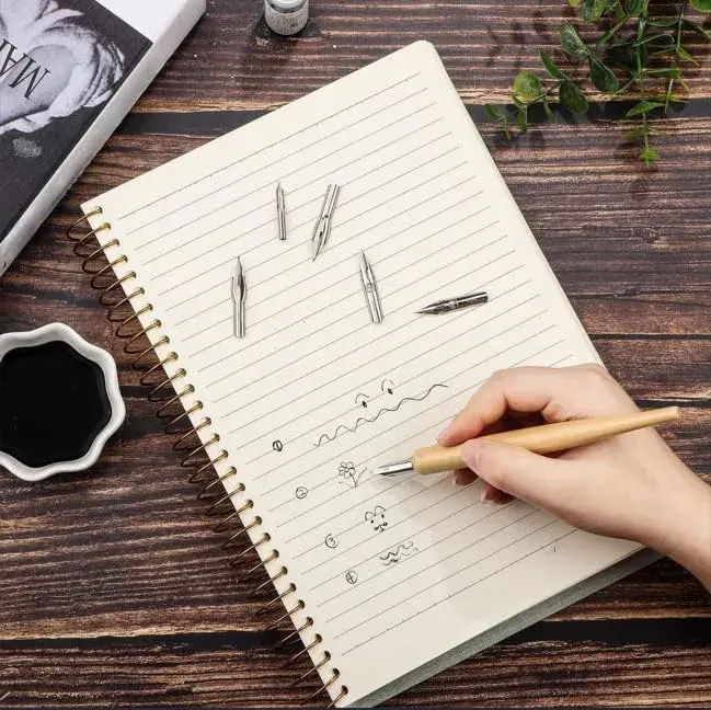 OIXXAF 11-Piece Comic Pen Nib Set with Wooden Holder | Drawing & Calligraphy Essentials - view 6