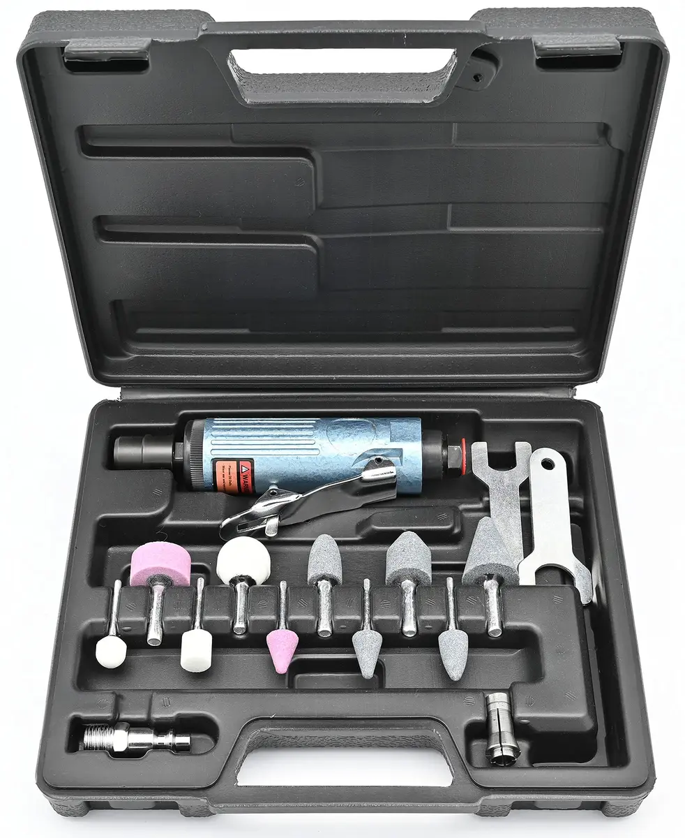 BOWD Air Die Grinder Kit with 1/4 and 1/8 inch Collets, Pneumatic Tool 25000 RPM | Lightweight Aluminum Body - main product image