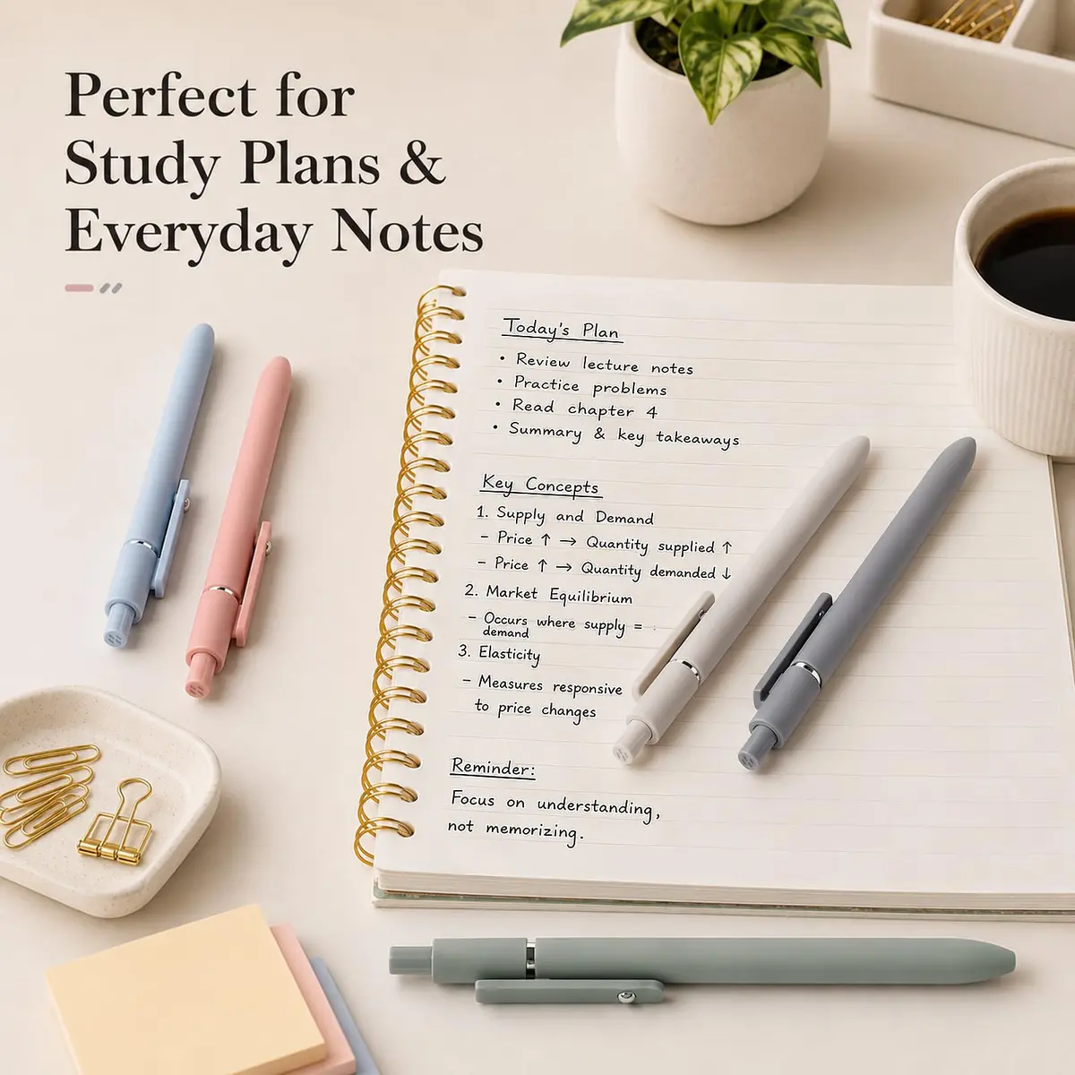 FIOVER Gel Pens 5pcs 0.5mm Quick Dry Black Ink Fine Point Pens | Smooth Writing for Students & Office - view 3